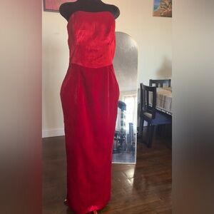 Handmade Nigerian Red Velvet Gown – Perfect for Traditional Weddings